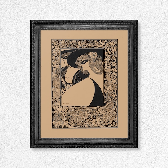 Two Masked Women, Vintage Nouveau Poster