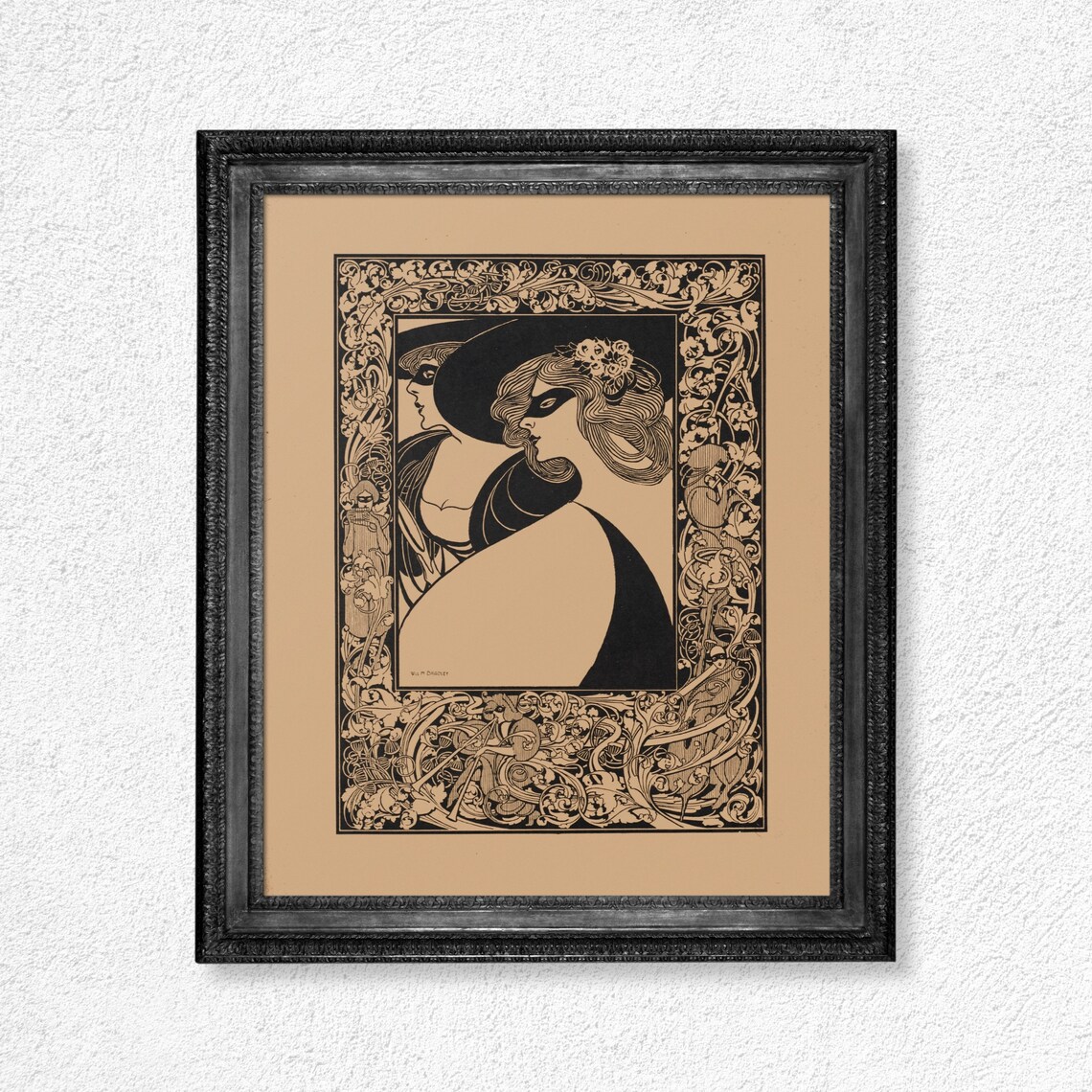 Two Masked Women, Vintage Nouveau Poster