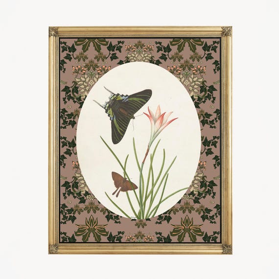 Vintage Butterflies Poster, Bohemian Print