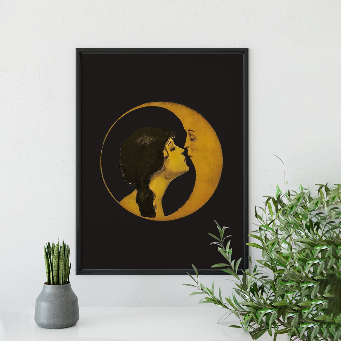 Woman Kissing Moon - Art Nouveau - Image 2