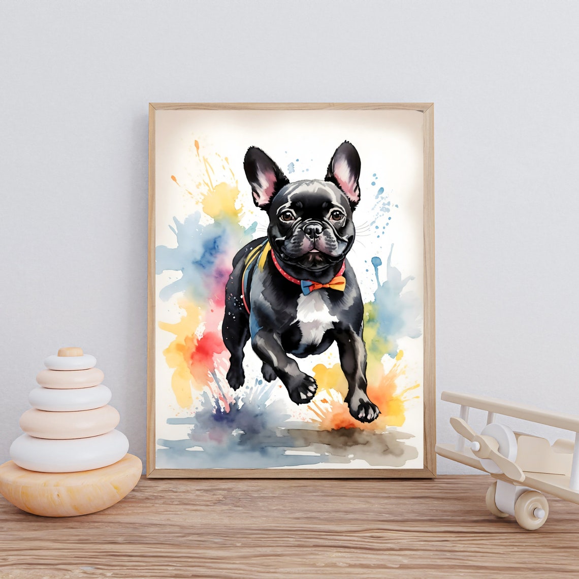 Black Frenchie Watercolor Pet Portrait Painting Pet Watercolour Picture Pet Watercolour Portrait Pet Print Wall Art Print Animals - Image 2