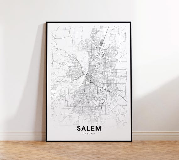 Salem Or City Map Street Oregon Usa Poster Modern Road Minimalist Office Wall Decor