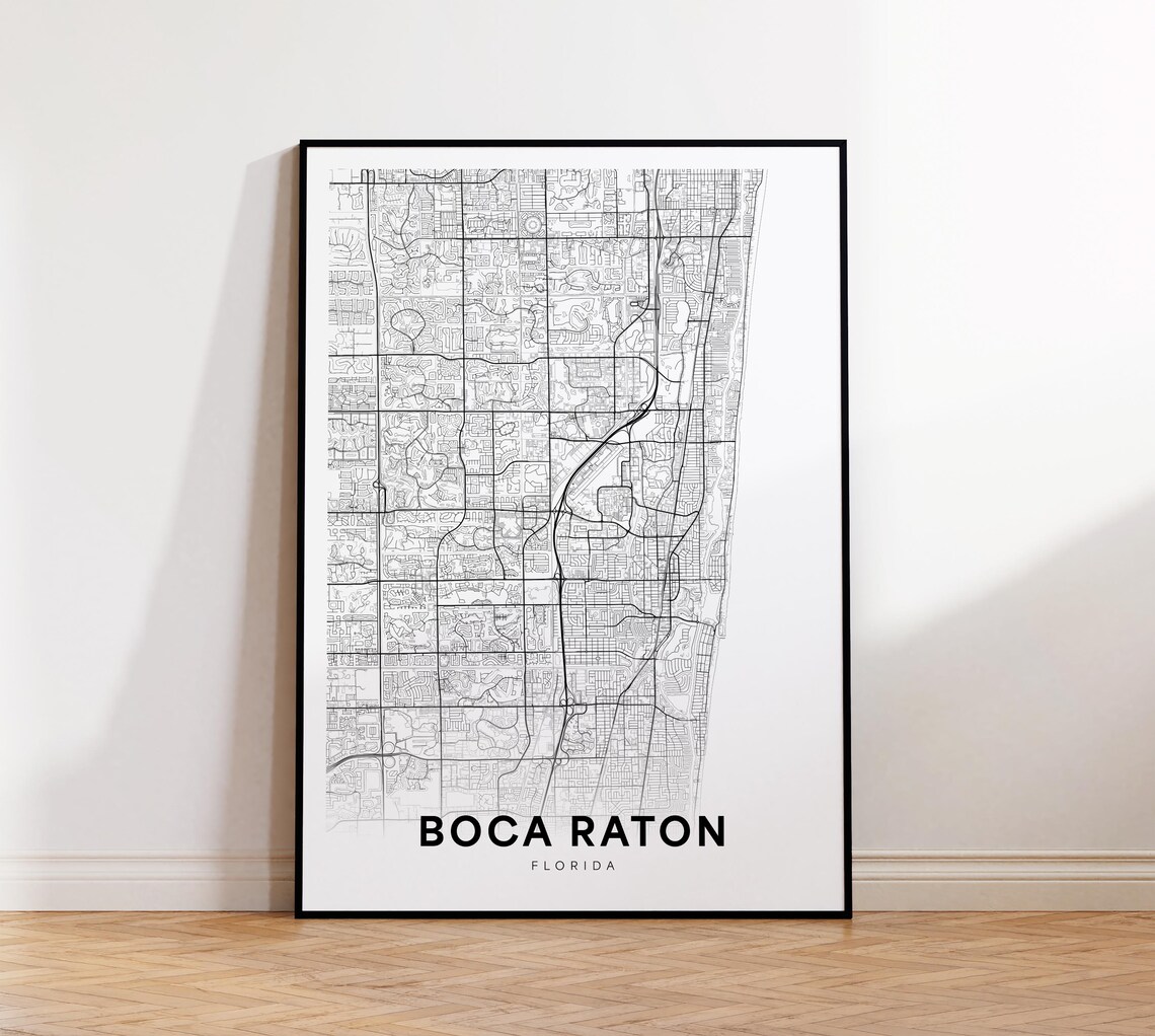 Boca Raton Florida USA Coastal Minimalist City Street Map Poster