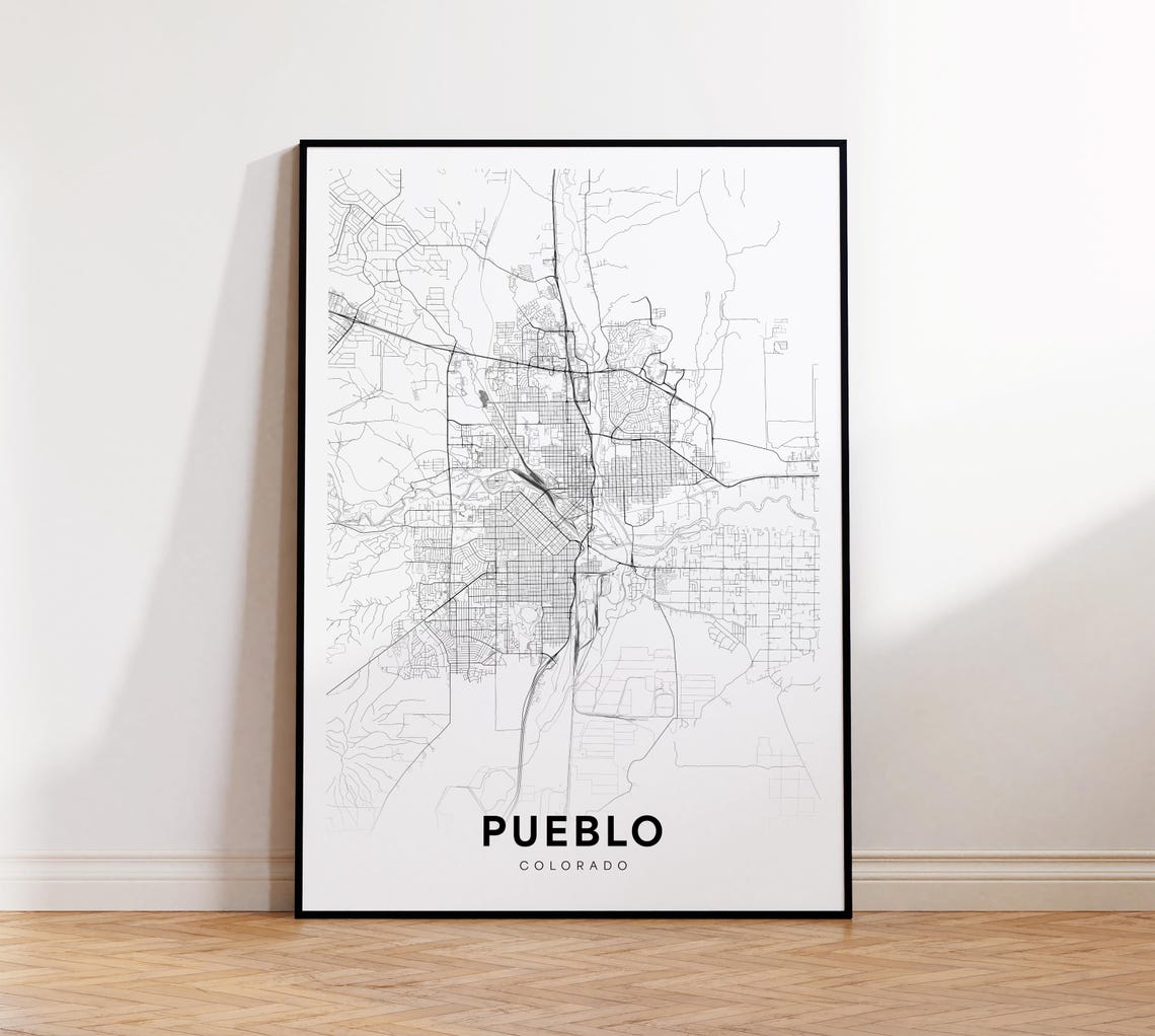 Pueblo Colorado Street Network Minimalist City Map Art Poster
