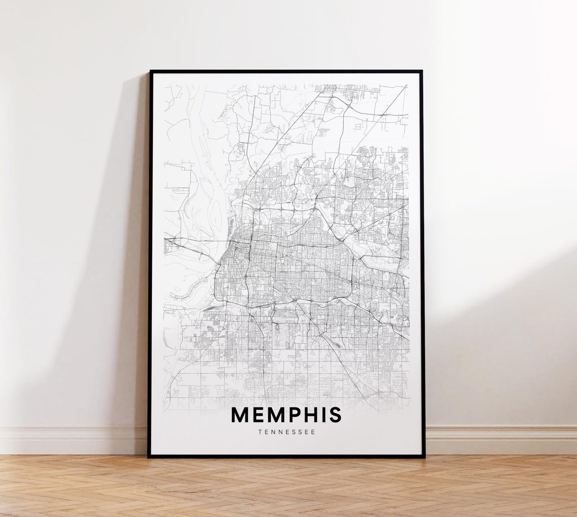 Greater Memphis Tennessee Metro Area Minimalist Street Map Poster