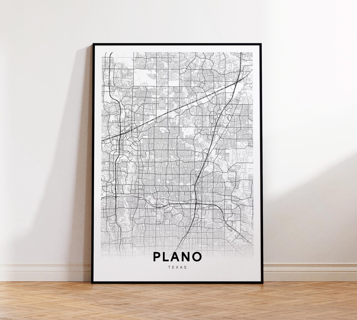 Plano Texas City Street Map Minimalist Modern Decor Travel Poster