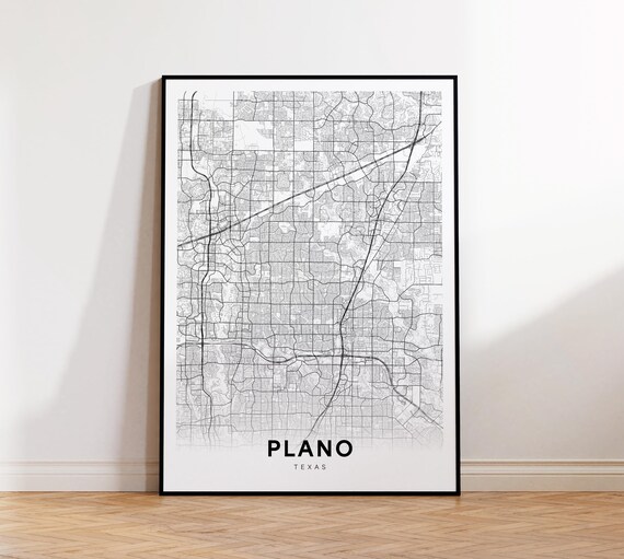 Plano Texas City Street Map Minimalist Modern Decor Travel Poster