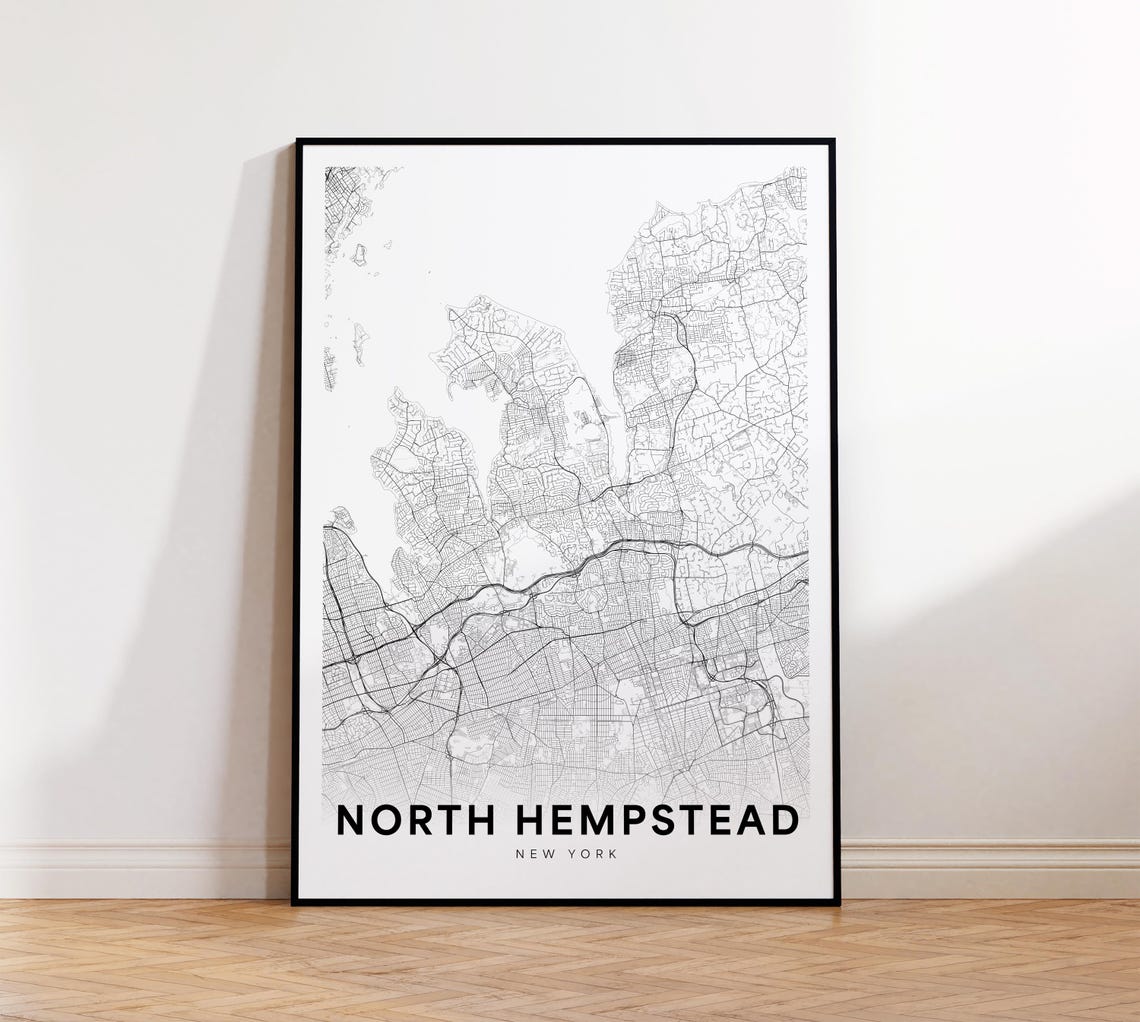 North Hempstead City Map Print Street Poster New York Art Road Wall