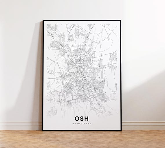 Osh City Map Print Poster Kyrgyzstan Art Street Road Wall