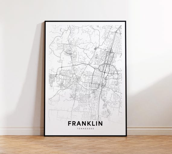 Franklin City Map Print Street Poster Tennessee Art Road Wall Living Room Decor