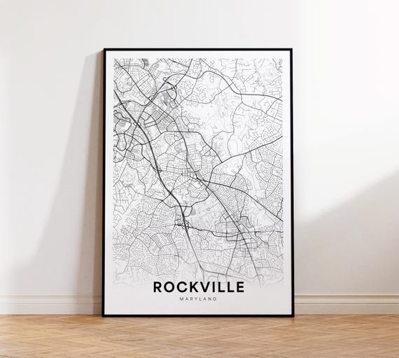 Rockville City Map Street Maryland Usa Poster Modern Minimalist Decor Home Office Wall