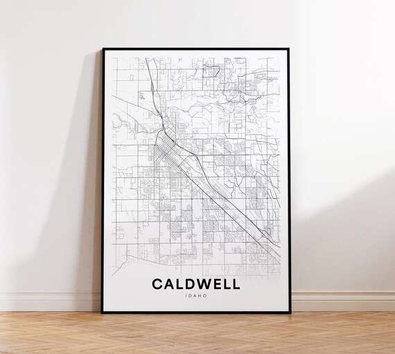 Caldwell Idaho Treasure Valley City Street Map Minimalist Line Art Print