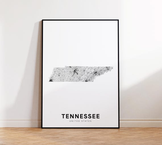 Tennessee Map Print State Minimalist Tn Usa Art Gift Wall Home Decor