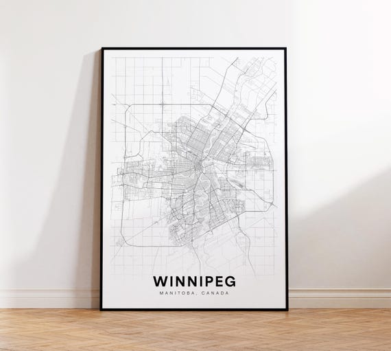 Greater Winnipeg Area Map Street Poster Manitoba Decor Canada Print Wall Art Living Room