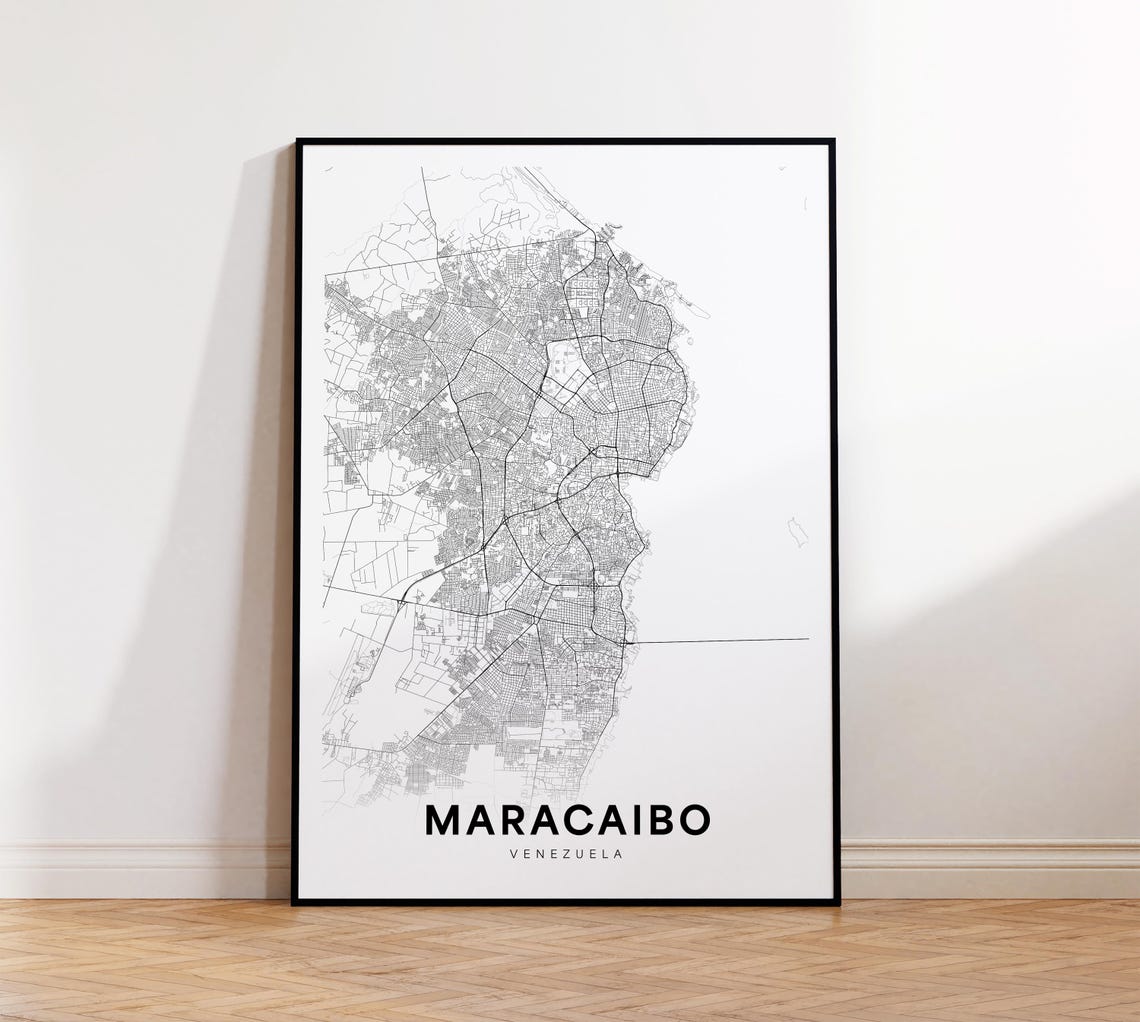 Maracaibo City Map Print Poster Venezuela Art Street Road Home Office Decor Wall