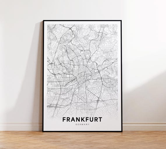 Frankfurt City Map Wall Art Karte Germany Travel Decor Modern Deutschland