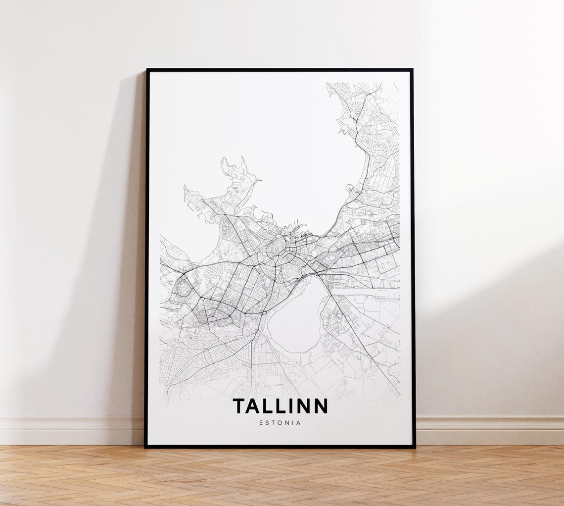 Tallinn City Map Print Estonia Minimalist Poster Decor Instant