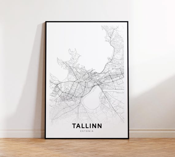Tallinn City Map Print Estonia Minimalist Poster Decor Instant