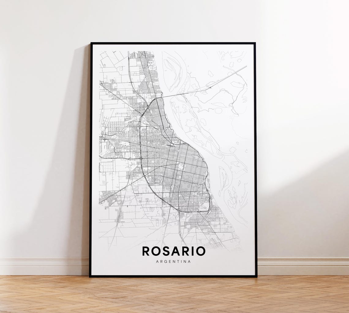Rosario City Map Print Poster Argentina Art Minimalist Instant