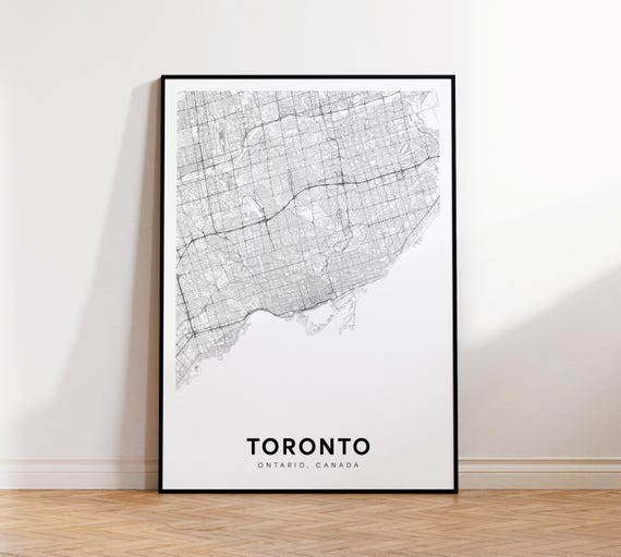 Toronto City Map Print Street Poster Ontario Decor Road Wall Art Living Room