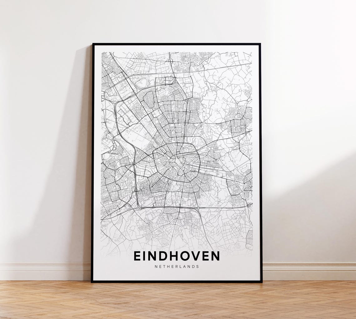 Eindhoven Netherlands City Street Map Minimalist Black White Poster