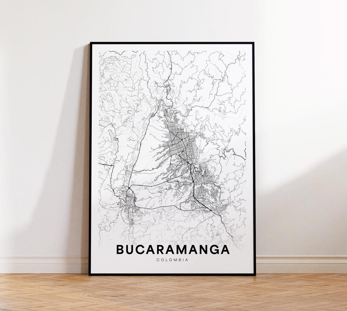 Bucaramanga City Map Print Poster Colombia Art Minimalist Instant