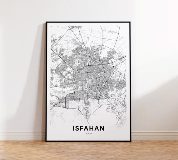 Isfahan City Map Print Street Poster Iran Art Minimalist Instant