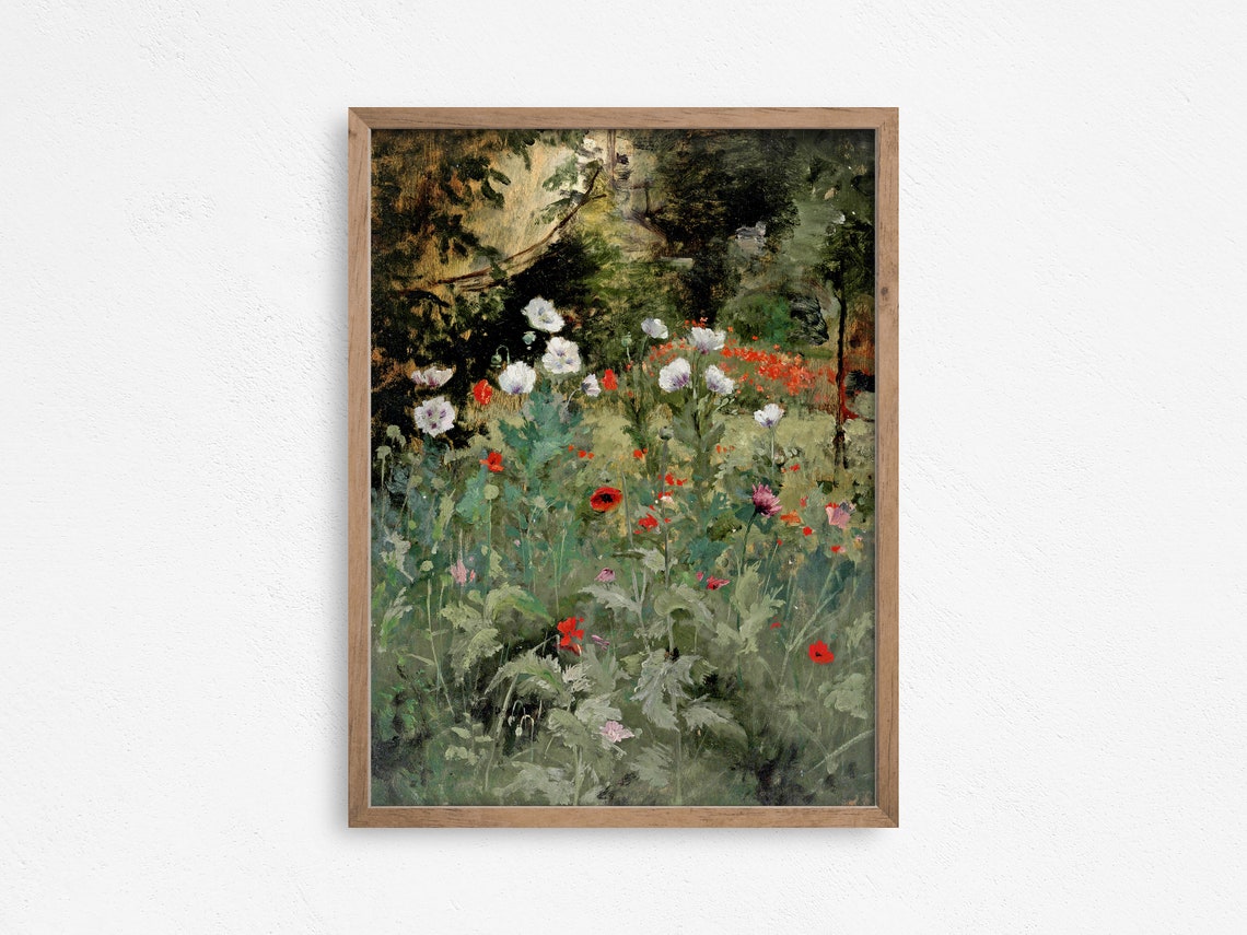 Poppy Flower Vintage Art Antique Painting Vintage Wall Art Prints Antique Wall Art Vintage Landscape Painting - Image 2