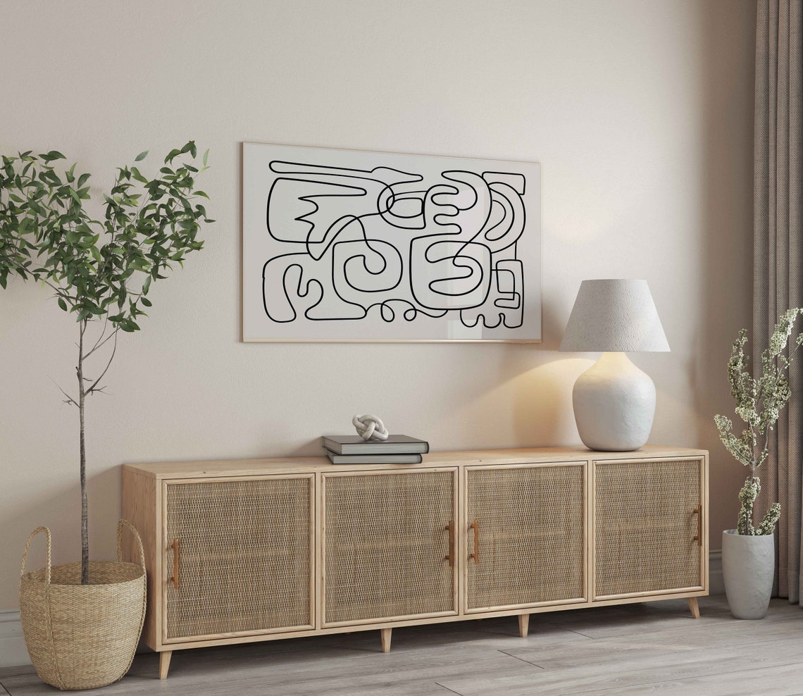 Minimalist Black Continuous Line Art Abstract Modern Wall Art - Image 3