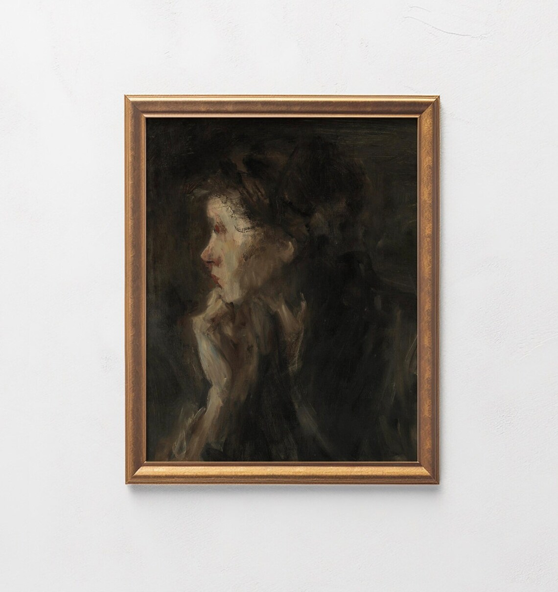 Vintage Portrait Oil Painting, Moody Woman Portrait - Image 2