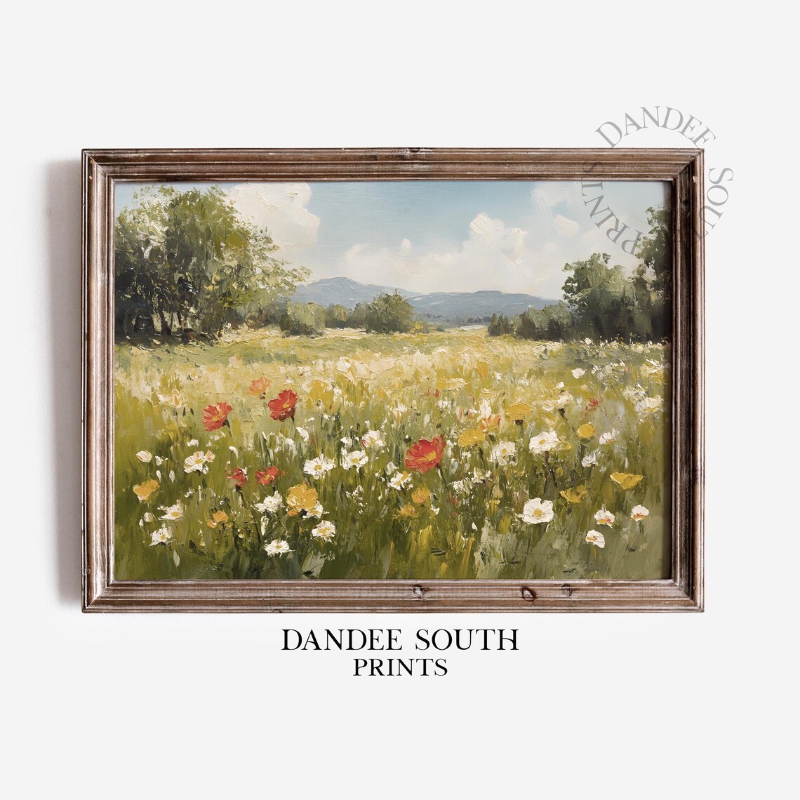 Vintage Wildflowers Country Field Scene Art Print