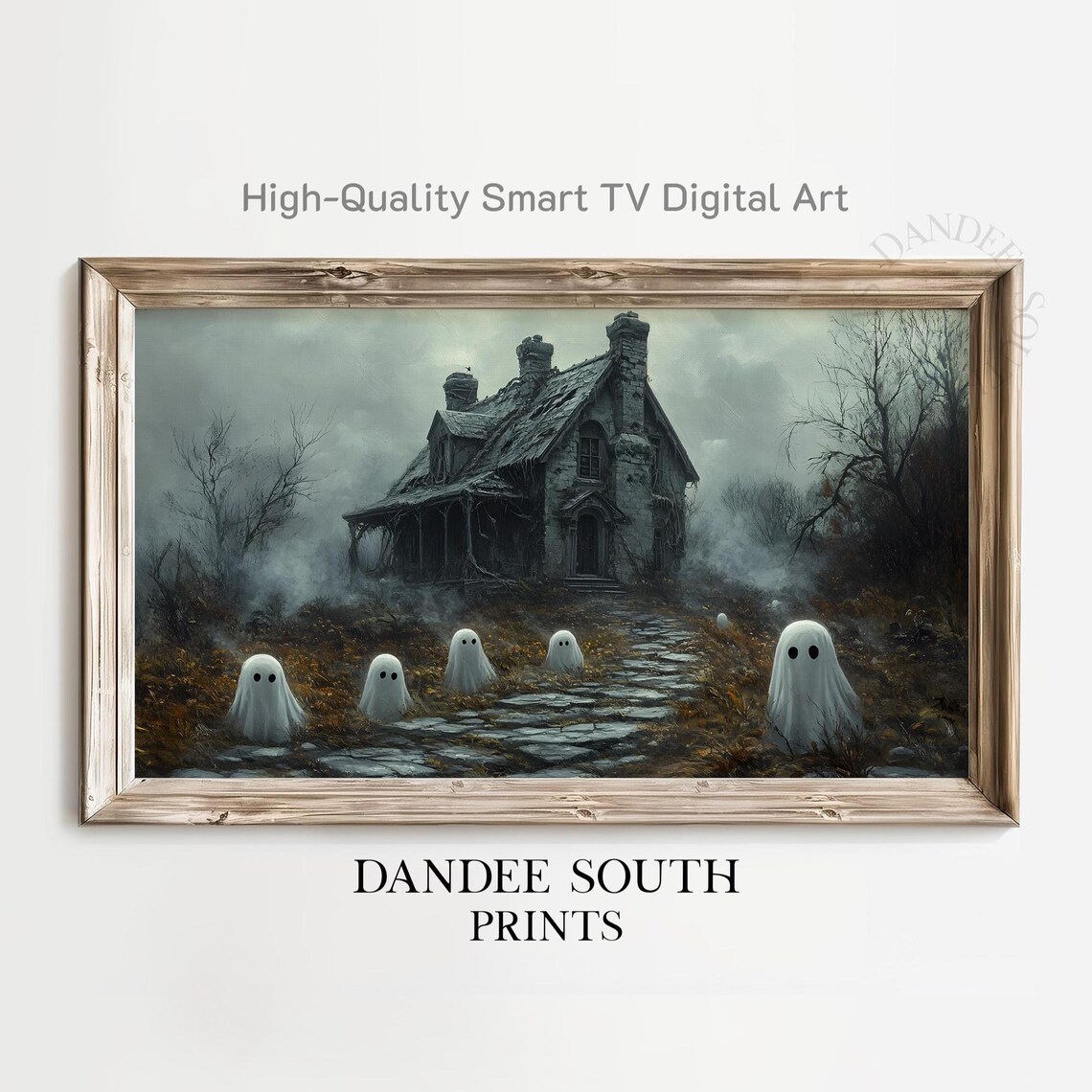 Halloween Haunted House Poster Print, Spooky Ghosts