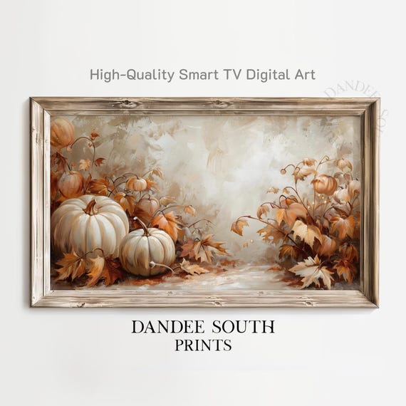 Rustic Fall Pumpkins Art For Frame Tvs Smart Tv Autumn Painting Thanksgiving Decor Screensaver Tv076