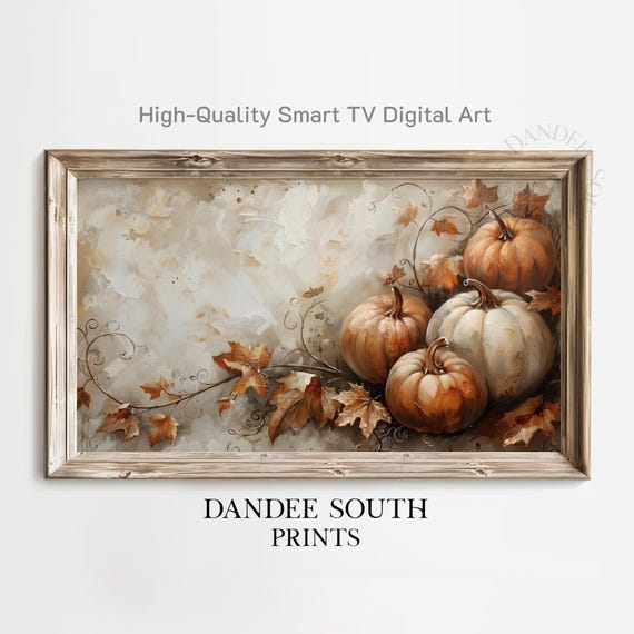 Rustic Fall Pumpkins Art For Frame Tv Smart Autumn Painting Thanksgiving Decor Display Tv069