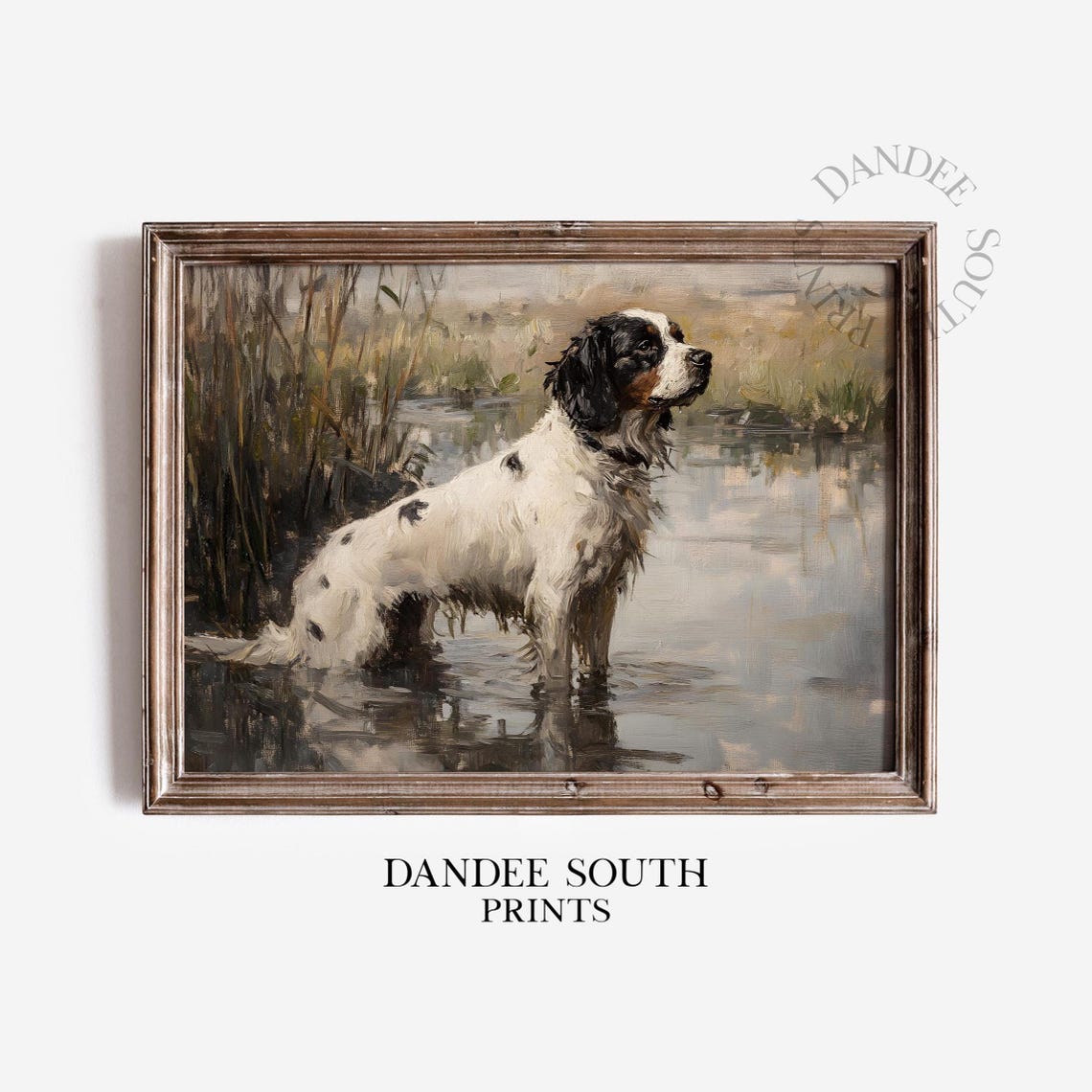 English Springer Spaniel in Marsh Waterfowl Hunting Art Print