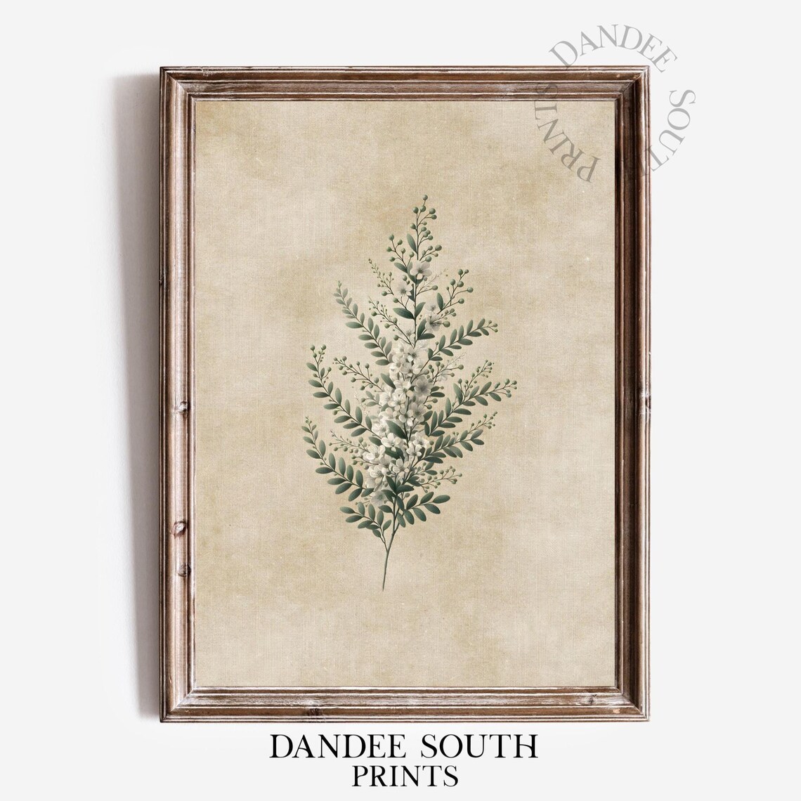 Green Botanical Wall Art, French Country Vintage Floral Art Print
