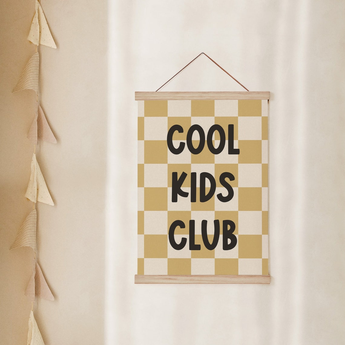 Cool Kids Club Retro Tan Checkered Bold Typography Nursery Poster - Image 3