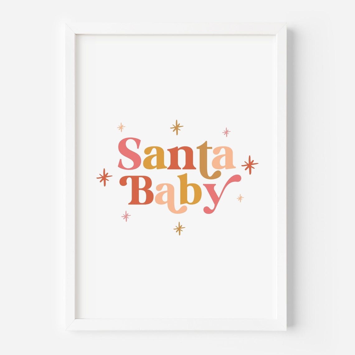 Santa Baby Retro Pink Gold Gradient Typography Christmas Art Print