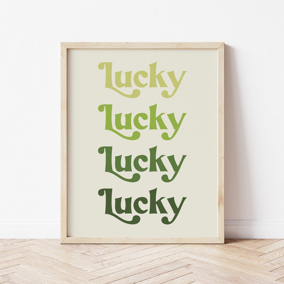 Lucky Typography Retro Green Stacked Lettering Saint Patrick Poster