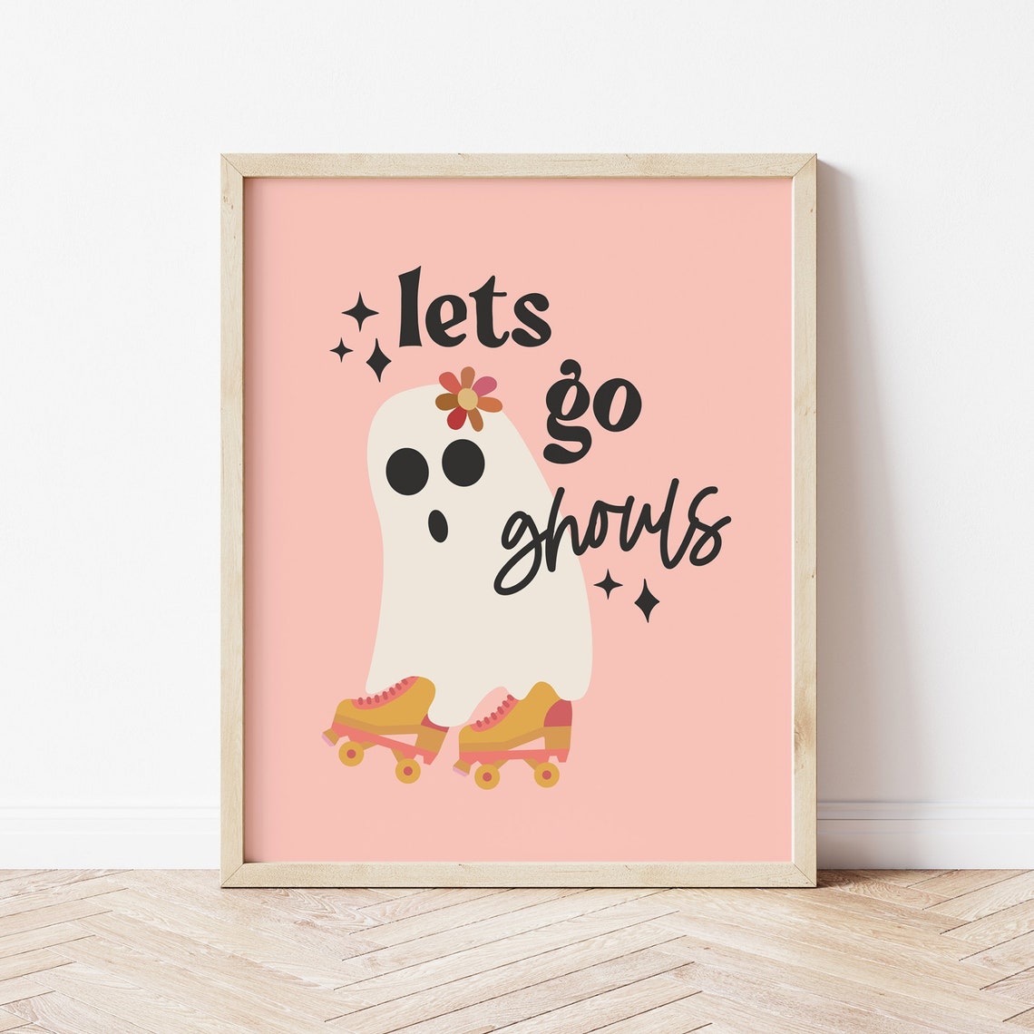 Lets Go Ghouls Print Boho Halloween Print Groovy Halloween Disco Ghost Print Retro Halloween Prints Cute Ghost Digital Download