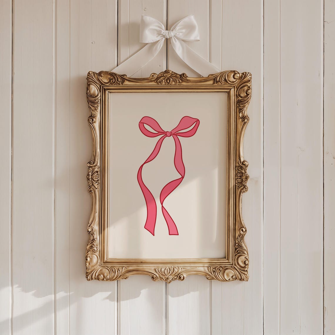 Pink Ribbon Bow Minimalist Coquette Style Illustration Poster - Image 2