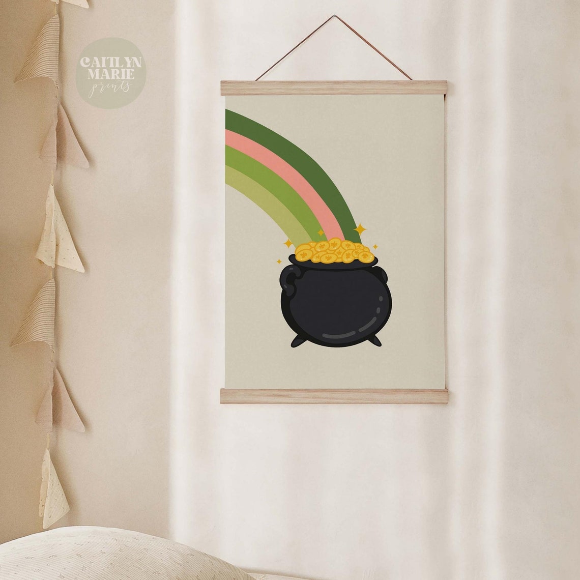 Pot of Gold Coins Rainbow Arch Saint Patricks Day Lucky Poster - Image 2