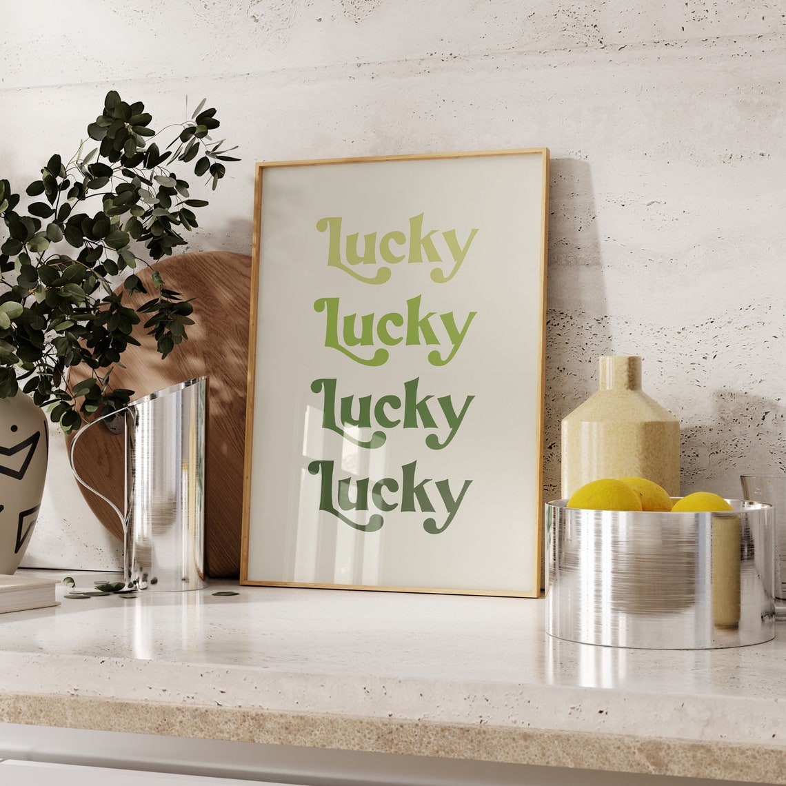 Lucky Typography Retro Green Stacked Lettering Saint Patrick Poster - Image 3