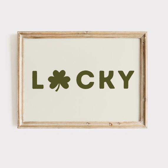 St Patricks Day Prints Shamrock Lucky Prints Neutral St Paddys Prints Irish Wall Art Digital Download