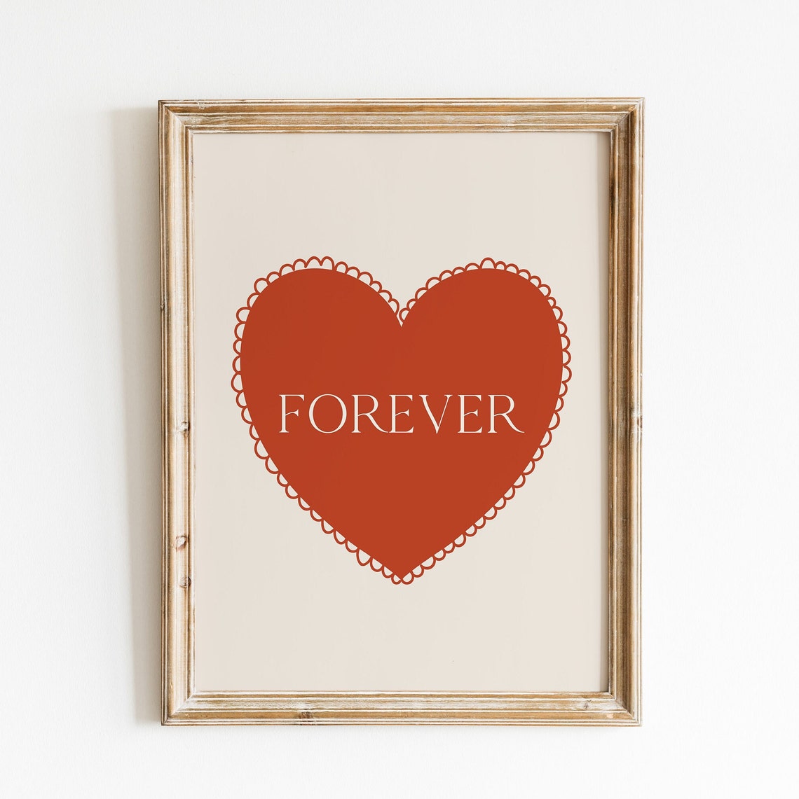 Forever Red Heart Scalloped Edge Romantic Quote Valentine Poster