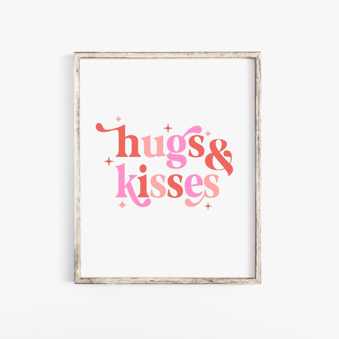 Hugs and Kisses Retro Multicolor Typography Valentine Quote Poster