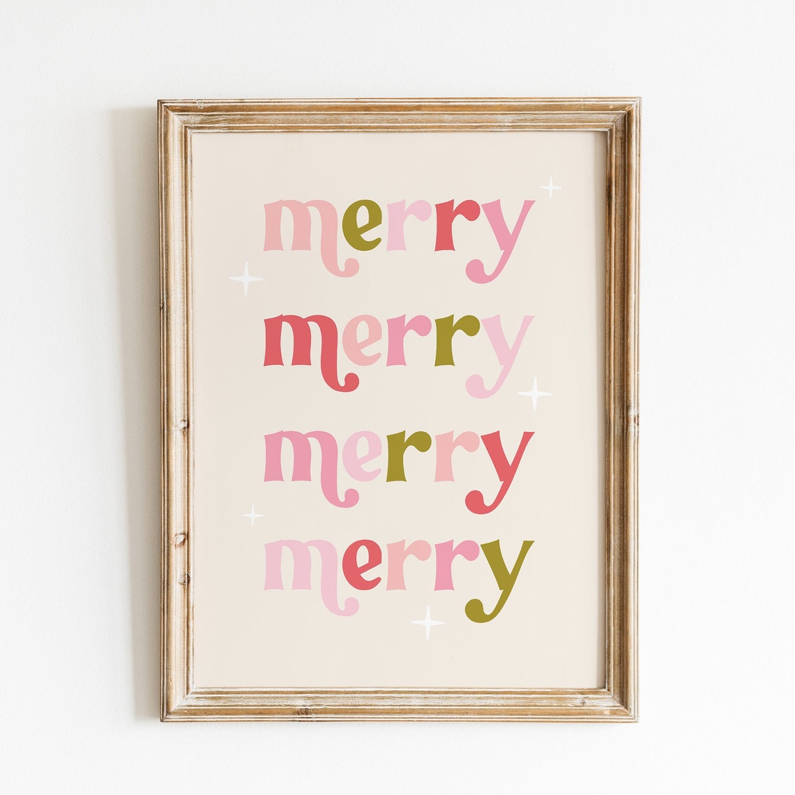Merry Merry Retro Typography Christmas Multicolor Lettering Poster - Image 2