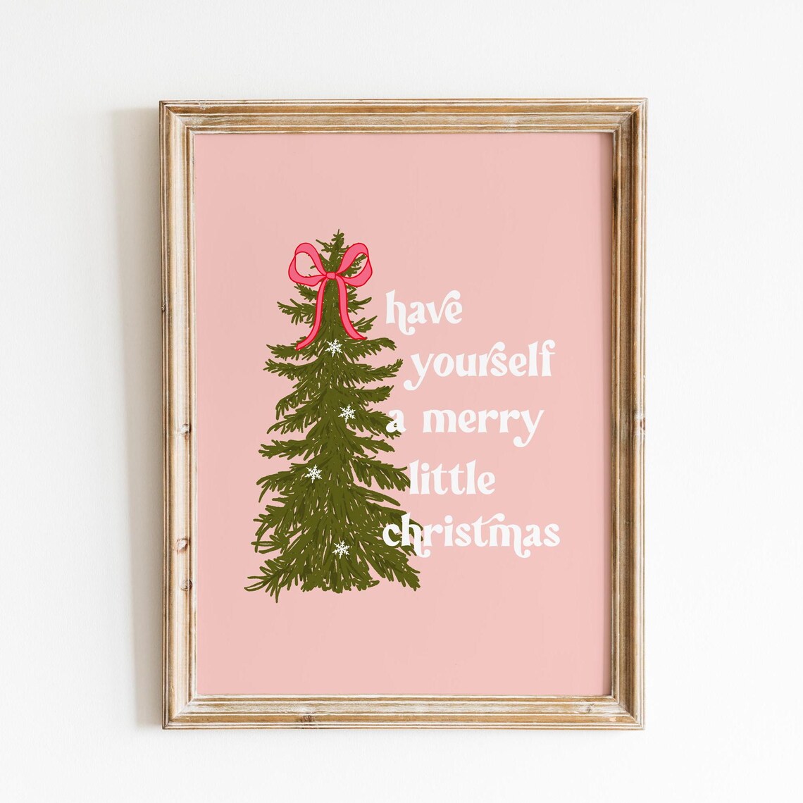 Have Yourself A Merry Little Christmas Tree Pink Bow Quote Poster - Image 2