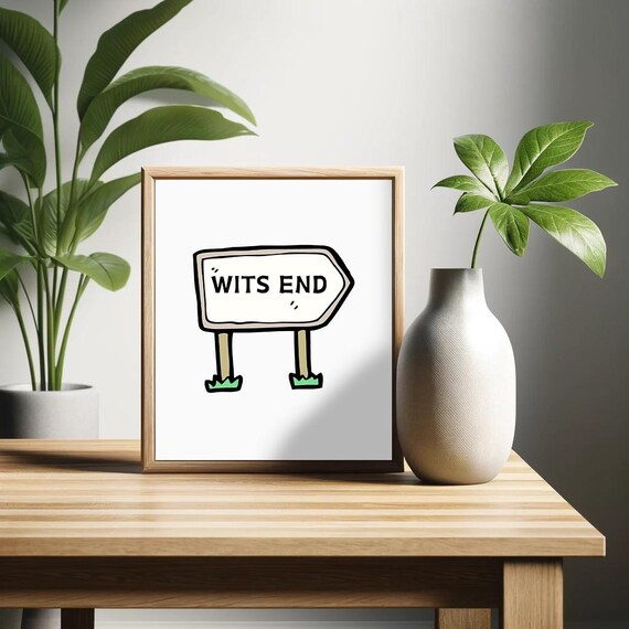 Wits End Funny Poster Retro Wall Art Humor Decor Quirky Wall Hanging