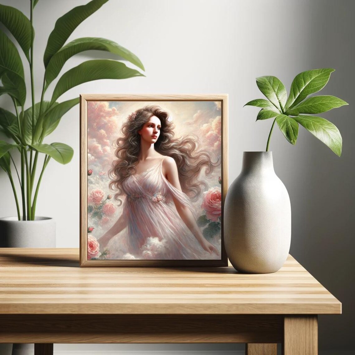 Aphrodite Greek Goddess of Beauty Art Nouveau Floral Art Poster - Image 2
